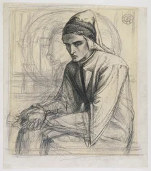 Dante i meditation med ett granatäpple i handen, omkring 1852